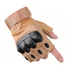 Перчатки мужские Tactical Gloves тактические спортивные военные штурмовые кожаные песочный койот без пальцев (33-0105)