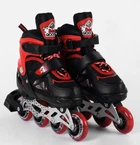 Роликовые коньки Best Roller (30-33) PU колёса, свет на переднем колесе, в сумке Red/Black (98927)