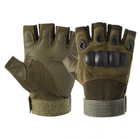 Тактичні безпалі рукавички, колір хакі, розмір М - зображення 2