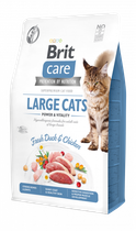 Сухой корм для кошек Brit Care Cat Grain Free Large Power Vitality для взрослых кошек больших пород с уткой и курицей
