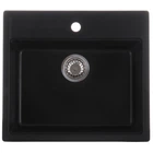 Мойка для кухни ZERIX гранитная ZS-5751S-14 570x510мм прямоугольная врезная с сифоном черная ZX4602