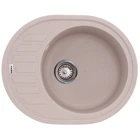 Мойка для кухни ZERIX гранитная ZS-6250R-06 620x500мм овальная врезная с сифоном бежевая ZX4549