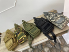 Тактическая нагрудная сумка с кобурой, много отделений, прочная и многофункциональная с липучкой Камуфляж Песочный - изображение 4