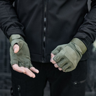 Тактические перчатки без пальцев HIMARS цвет Хаки Tactical Gloves PRO green для ЗСУ ТРО ССО размер L - изображение 1