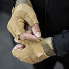 Тактические перчатки без пальцев HIMARS цвет бежевый Tactical Gloves PRO beige для ЗСУ ТРО ССО размер L - изображение 5