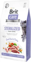 Сухой корм для кошек Brit Care Cat GF Sterilized Weight Control для стерилизованных и с избыточным весом с уткой и индейкой