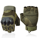 Тактические военные перчатки без пальцев олива L размер - изображение 2