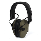 Активні стрілецькі навушники для військових, полювання Tactical Force Slim Green + Беруші (125980b) - зображення 4