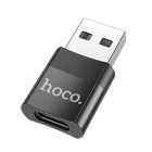Перехідник USB на Type-C female adapter HOCO (3A, USB2.0). Black