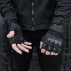 Перчатки Тактические черный казак беспалые с накладкой Черный M SSpe1 213 - изображение 6