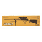 Страйкбольная Снайперская пневматическая винтовка CYMA ZM51G с пульками и прицелом 110 см Зелёная - изображение 5