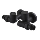 Набор кранов вентильных угловой с американкой Solomon LUX 1/2" 7777 TEN (2шт.) BLACK