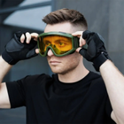 Тактические очки-маска с 3 сменными линзами и чехлом / Защитные очки из поликарбоната, цвет черный - изображение 6