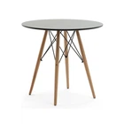 Стол обеденный для гостиной, кухни, столовой Этна MDF D=80 cm Mix Mebli МДФ/дерево/металл цвет серый/натуральный/черный