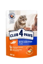 Вологий корм для кішок Club 4 Paws з тріскою в желе 80 г