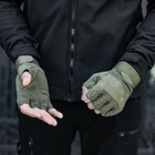 Перчатки Тактические плотный хаки беспалые без накладки Хаки L SSpe1 212 - изображение 4