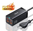 Сетевое зарядное устройство Baseus GaN3 Pro Desktop Fast Charger QC4.0+PD3.0 65W 2USB+2Type-C 3A + кабель Baseus Type-C to Type-C 100W 20V/5A
