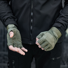 Тактичні рукавиці безпалі з накладкою uwest хакі Розмір XL - изображение 4