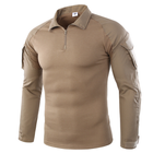 Тактическая рубашка Lesko A655 Sand Khaki 3XL тренировочная хлопковая рубашка с липучками на рукавах TK_1583 - изображение 1