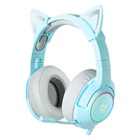 Игровые наушники Onikuma K9 с микрофоном и LED RGB подсветкой кошачьи ушки проводные Green