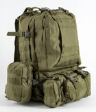 Тактический Военный рюкзак с подсумками на 50 л Олива с системой MOLLE Ranger Tactical 50L Olive Армейский Штурмовой - изображение 10