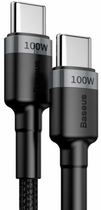 Кабель Baseus Cafule Type-C to Type-C PD2.0 100Вт 5A 20В 2 м Black/Grey (CATKLF-ALG1)