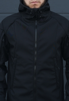 Куртка тактична на блискавці з капюшоном soft shell L oborona black - зображення 2