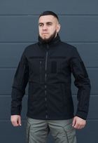Куртка тактична на блискавці з капюшоном soft shell L garpun black - зображення 1