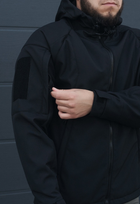 Куртка тактична на блискавці з капюшоном soft shell L oborona black - зображення 9