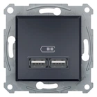Розетка USB 2.0 port 5V DC, max 2.1 A Asfora Schneider Electric антрацит EPH2700271