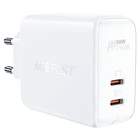 Мережевий зарядний пристрій Acefast A29 GaN 2xType-C, 3A, 50W, PD, QC3.0/QC4.0+ адаптер із швидкою зарядкою White