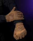 Тактические перчатки с пальцами BEZET Protective L песочные - изображение 4