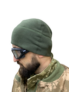 Тактическая военная флисовая шапка Олива ЗСУ зимова Розмір Л - зображення 3