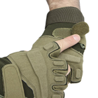 Перчатки тактические короткие Han-Wild HW72 Green L мужские с защитными вставками без пальцев - изображение 4