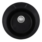 Мойка для кухни HAIBA гранитная HB8301-G226 490x490мм круглая врезная с сифоном черная HB0971