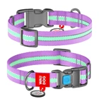 Ошейник для собак нейлоновый WAUDOG Nylon c QR паспортом, светящийся/светоотражающий, пластиковый фастекс, Ш 15 мм, Дл 23-35 см, фиолетовый