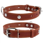 Ошейник "CoLLaR" одинарный с украшениями (ширина 20мм, длина 32-40см), коричневый