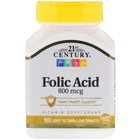 Фолієва кислота 21st Century Folic Acid 800 mcg 180 Tabs