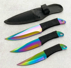 Ножі метальні набір з 3 штук, колір градієнт у комплекті 3 розмірів ножів - зображення 1