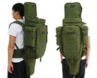 Рюкзак тактический армейский с отделением для оружия 9.11 для охоты и рыбалки хаки зеленый 70 л - изображение 2