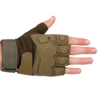 Плотные тактические перчатки армейские с открытыми пальцами на липучке для рыбалки охоты PRO TACTICAL оливковые АН8811 размер XL - изображение 4