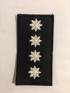 Пагон Шеврони з вишивкой Капітан поліції (чорний фон-білі зірки) роз. 10*5 см - зображення 1