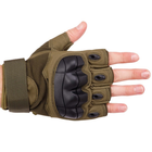 Защитные тактические военные перчатки без пальцев с защитными костяшками для охоты PRO TACTICAL оливковые АН8805 размер XL - изображение 5
