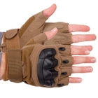 Захисні тактичні військові рукавички без пальців із захисними кісточками для полювання PRO TACTICAL хакі АН8805 розмір М - зображення 1