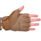 Защитные тактические военные перчатки без пальцев с защитными костяшками для охоты PRO TACTICAL хаки АН8805 размер М - изображение 4