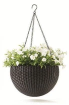 Горшок для цветов 8,6 л. Rattan style hanging sphere planter