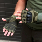 Тактичні рукавички Combat Tac безпалі військові Хакі XL - зображення 5