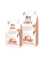 Сухой корм для кошек Brit Care Cat GF Sensitive Digestion & Delicate Taste для привередливых с индейкой и лососем