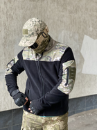 Кофта флисовая мужская военная тактическая с липучками под шевроны ВСУ (ЗСУ) Мультикам 8045 52 размер черная - изображение 5