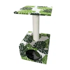 Когтеточка домик с полкой Croci Green Leaves Cave 30*30*55 см (зеленые листья)